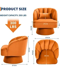 gaomon Modern 360degree(s) Swivel Barrel Accent Chair, Velvet Upholstered, Striped Back, Plush Seat For Living Room Bedroom Or Reading Nook