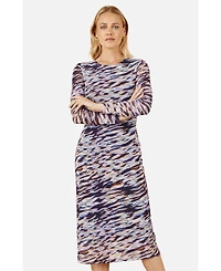 Yumi Women's Abstract Stripe Ruched Midi Dress