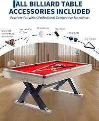 Xo 7FT Pool Table Set, Billiard Table with Cues, Balls, Chalk and Accessories, Heavy Duty Game Table for Home