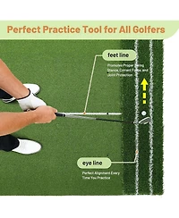 Xo 5x4FT Golf Practice Mat, 45mm/22mm Thick Turf with Alignment Guides for Indoor Outdoor Driving Chipping Training