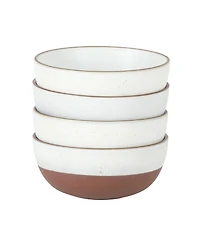 Gibson Home William Crest 4 Piece Cereal Bowl Set, 6.25 inch Round Stoneware Reactive Bowls, Soup, Dessert & Snack Bowls