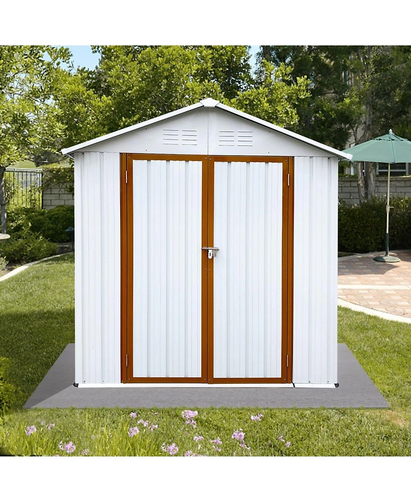 Mondawe 4feet 6feet Outdoor Metal Storage Sheds Apex Roof Garden Tool Storage with Lockable Doors
