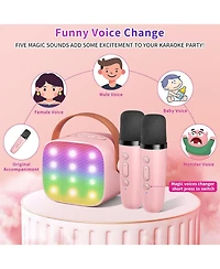 Ipason Mini Karaoke Speaker Wireless Mics and Led Lights Portable Party Machine! Fun Gift for Kids and Adults