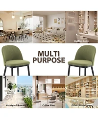homfan Set of 2 Modern Dining Chairs, Linen Upholstered, Thick Cushioned Seat, Curved Backrest, Sturdy Wood Legs, Accent Side Chairs for Dining Room