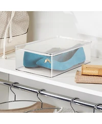 iDesign Stackable Plastic Shoe Box with Hinged-Lid for Sneakers or Flats