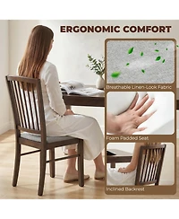 Homcom Upholste Dining Chairs Set of 2 with Solid Wood Legs