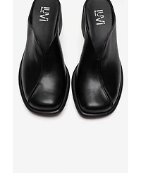Forever & Always Shoes Women's Ardent Leather Block Heel Mule