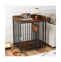 Ruie Dog Crate Furniture with Wheels and Tabletop for Small Dogs