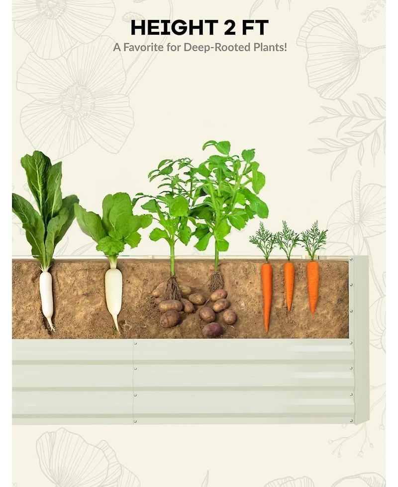 Xo 2-Pack 8x4x2FT Galvanized Raised Garden Bed, Deep Metal Planter Boxes for Vegetables Herbs Flowers