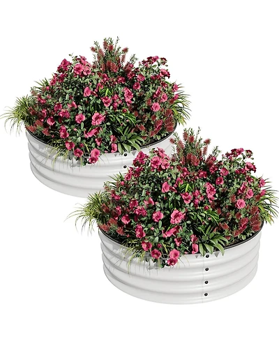 Xo Round Metal Raised Garden Bed 2x1 ft, Galvanized Steel Planter Box Set, Rustproof, Easy Assembly