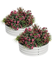 Xo Round Metal Raised Garden Bed 2x1 ft, Galvanized Steel Planter Box Set, Rustproof, Easy Assembly