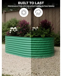 Xo 8x4x2FT Oval Raised Garden Bed, 0.6mm Galvanized Steel Planter Box, Weatherproof Outdoor Garden Bed for Vegetables Herbs Flowers