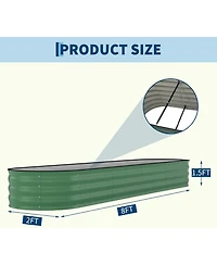 Xo 8x2x1.5FT Galvanized Raised Garden Bed, Metal Planter Box for Vegetables Flowers Herbs