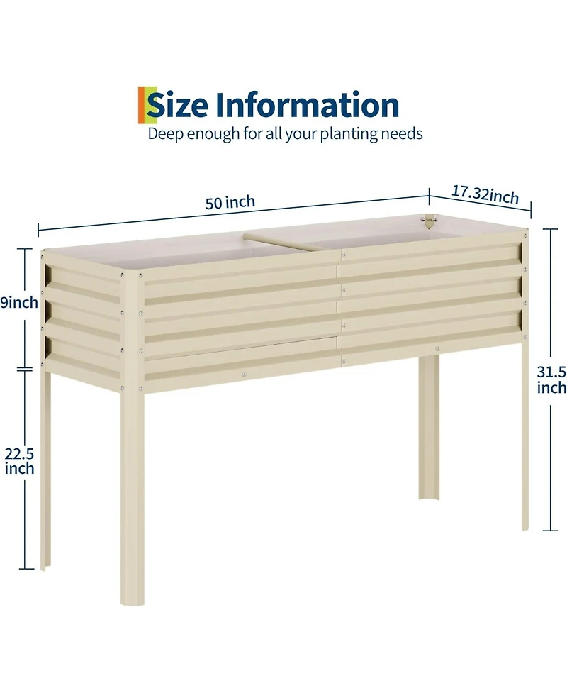 Xo Raised Garden Bed with Legs, Elevated Metal Planter Box for Vegetables Flowers Herbs, Outdoor Garden Bed for Patio Backyard Balcony