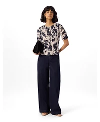 Whistles Women's Smocked Floral Ruffle Hem Peplum Blouse