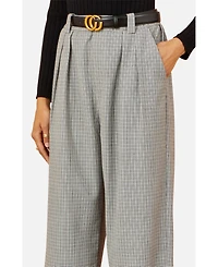 Yumi Women's Check Wide Leg Trousers