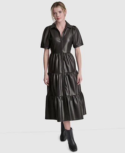 Dkny Jeans Women's Button-Front Tiered Dress