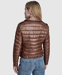 Dkny Jeans Women's Moto Style Lightweight Puffer Jacket
