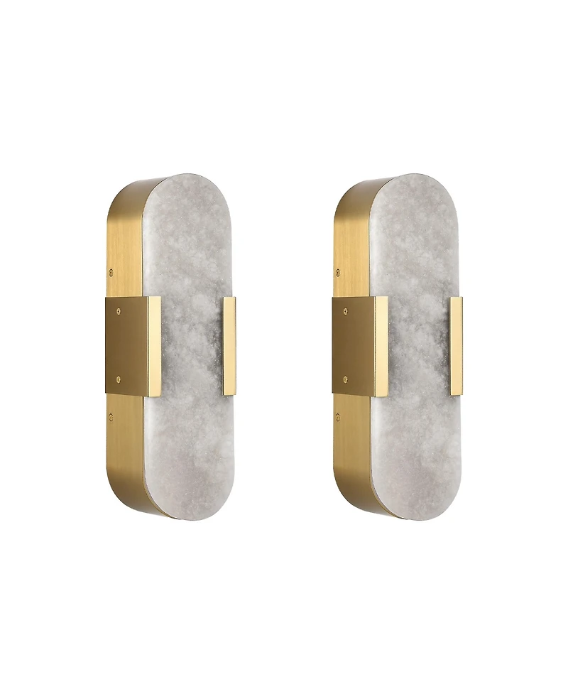 Busdays 13.8 Inch Natural Marble Wall Sconce Set of Two Indoor Modern Bathroom Lighting for Living Room Bedroom Hallway Stairs