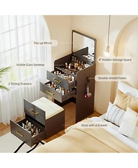 Vlsrka 3 1 Vanity Desk with Flip Top Mirror for Bedroom