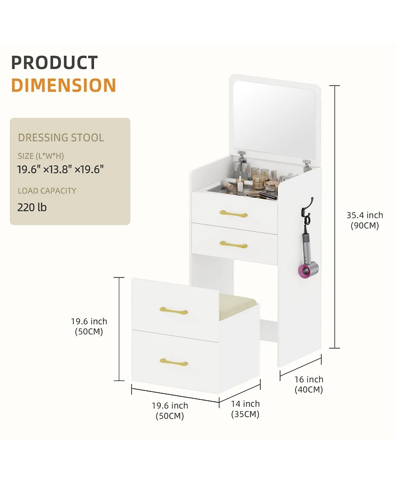 Vlsrka 3 1 Vanity Desk with Flip Top Mirror for Bedroom