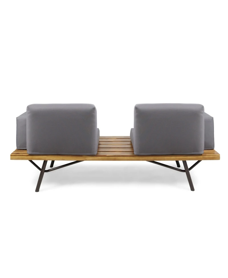 Mondawe Outdoor Wood 2-Seater Sofa with Metal Legs - Patio Garden Seating