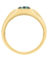 Effy Collection Men's Diamond (1/20 ct. t.w.) & Emerald (1/4 ct. t.w.) Ring in 14k Yellow Gold