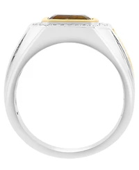 Effy Collection Men's Diamond (1/5 ct. t.w.) & Citrine (2-2/5 ct. t.w.) Ring in Sterling Silver