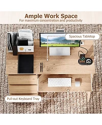 Slickblue Computer Work Desk with 3 Large Drawers and Keyboard Tray