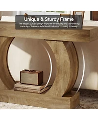 Tribesigns 59-Inch Farmhouse Console Table, Curved Entryway Table with Unique Circular Base, 2-Tier Behind-Couch Console