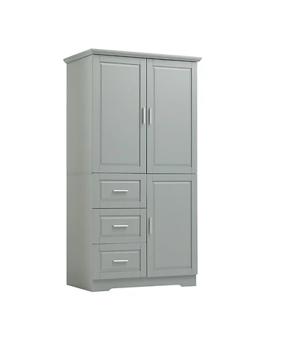 sumyeg Tall Storage Cabinet with Doors and 3 Drawers for Bathroom, Office or Home Organization