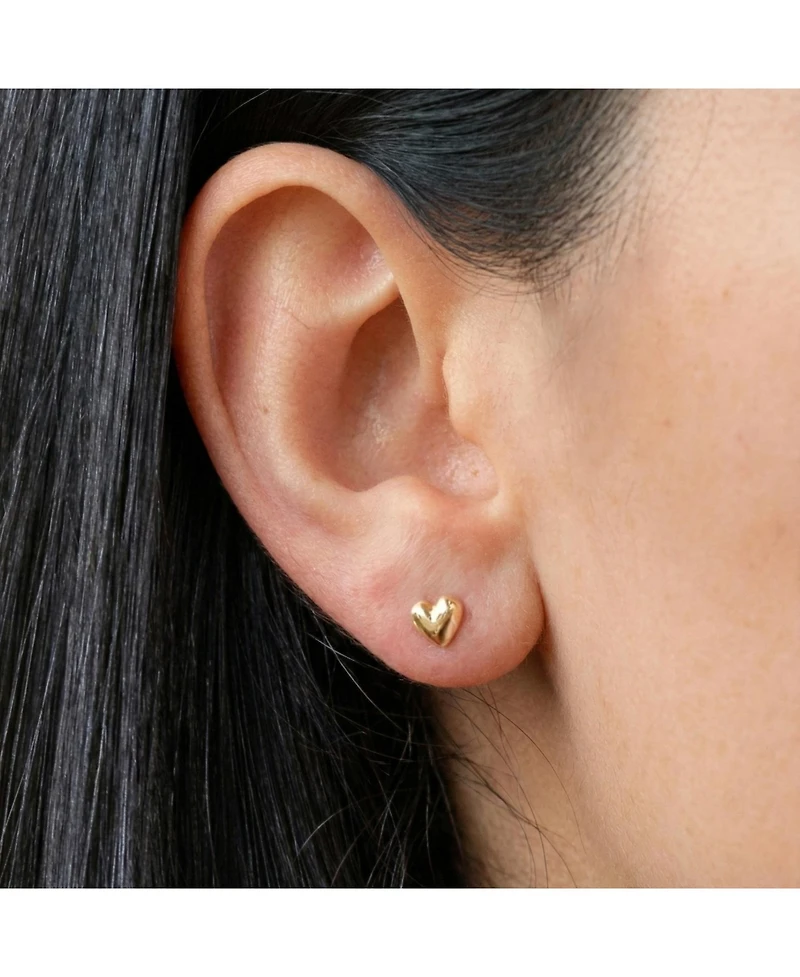 The Lovery Mini Puffy Heart Screw Back Stud Earrings 14K Yellow Gold