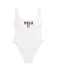 Women's White Scoop Tank One-Piece Swimsuit