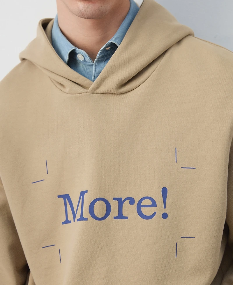 Mango Men's Cotton Printed Hooded Sweatshirt