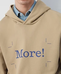 Mango Men's Cotton Printed Hooded Sweatshirt