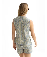 Scotch & Soda Women's and Jacquard Knitted Vest, Cactus Stripe Placed Raffia, Xlarge