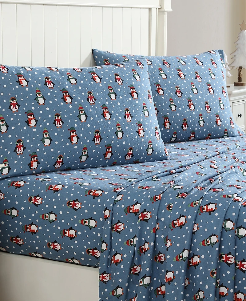 Winter Nights Cotton Flannel Queen Sheet Set