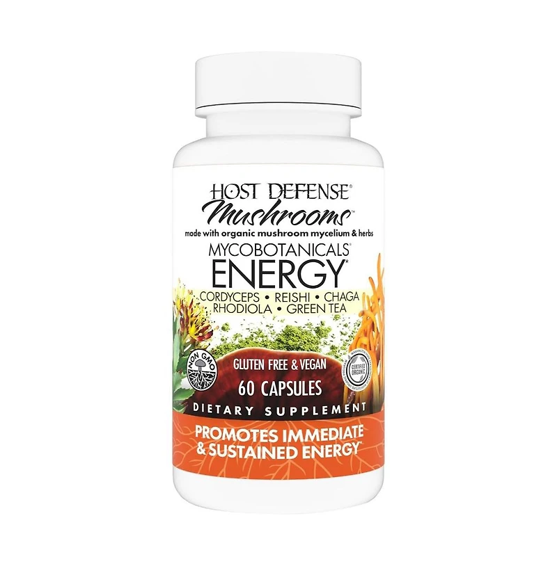 Host Defense MycoBotanicals Energy Capsules - Energy & Respiratory Support Supplement - Herbal Green Tea Capsules
