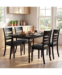 Costway Wooden Dining Chairs with Rubber Wood Frame, Curved Slatted Backrest Dark