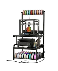 Aheaplus Large Printer Stand with 4-Tier Storage and Charging Station, 3D Printer Table with Filament Storgae and Rolling