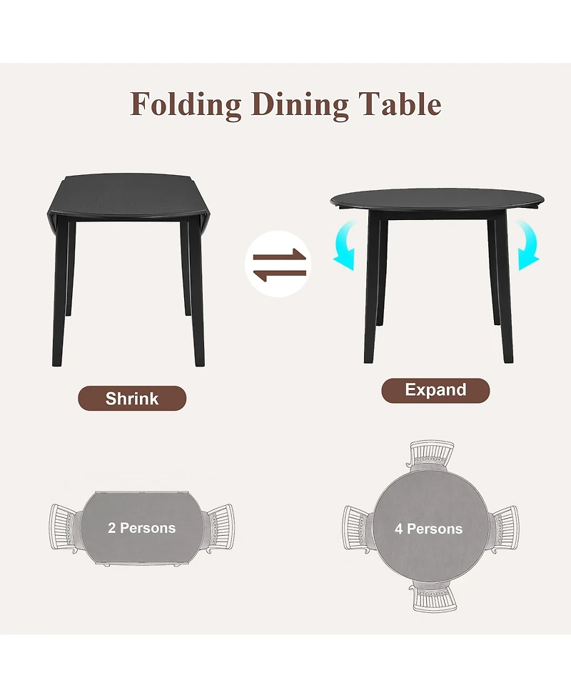 flynama Extendable Round Folding Dining Table for 2-4, Space-Saving