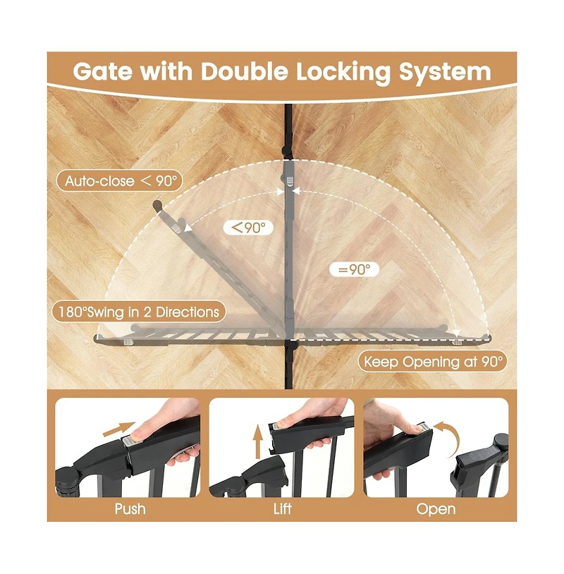 Ruie Extra Wide Pet Safety Gate with 6 Panels and 34.5-154 in Adjustable Width