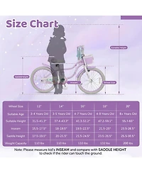 Gymax 20'' Girls Bike w/Removable Basket Streamers Hand Brake and Coaster Brake Saddle