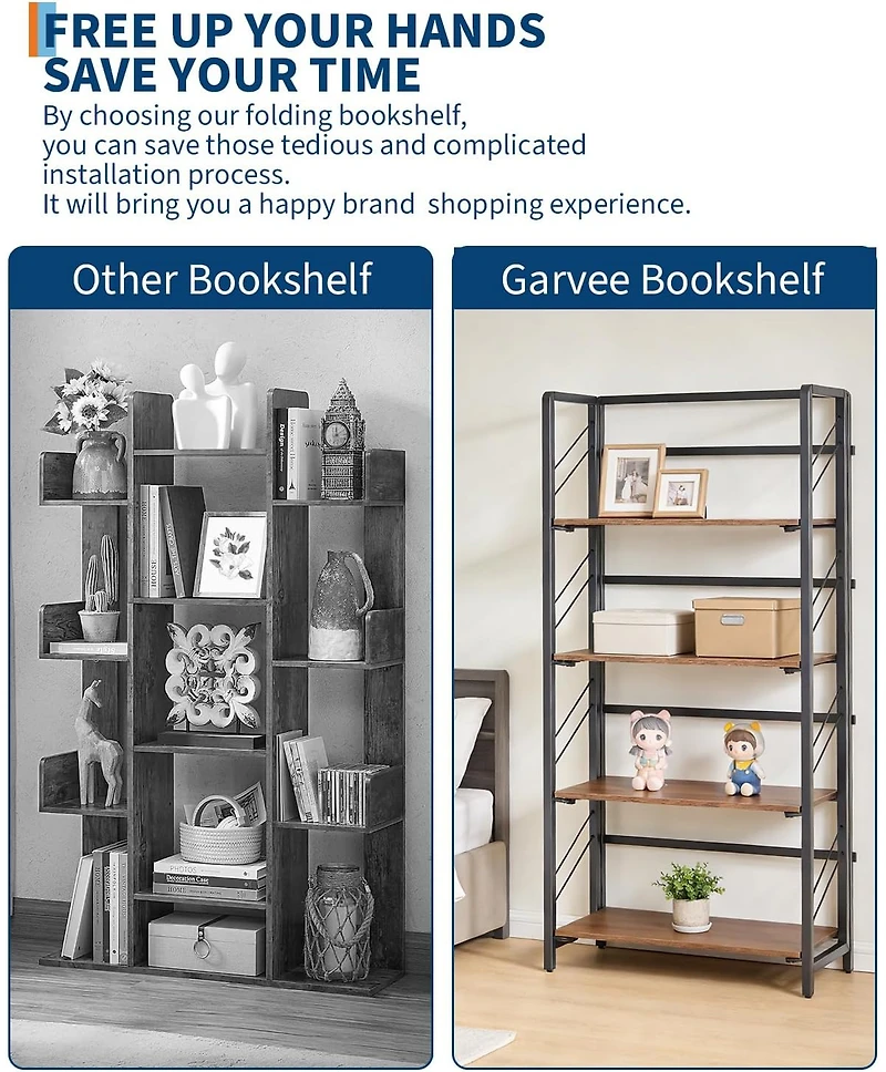 gaomon No-Assembly Folding Bookshelf