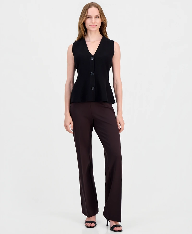 Anne Klein Women's V-Neck Button-Front Peplum Vest