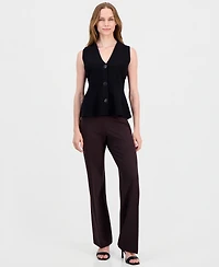 Anne Klein Women's V-Neck Button-Front Peplum Vest