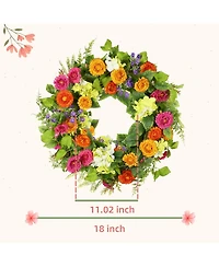 Gnuadz 18" Artificial Floral Wreath Green Leaves Daisies Home Decor