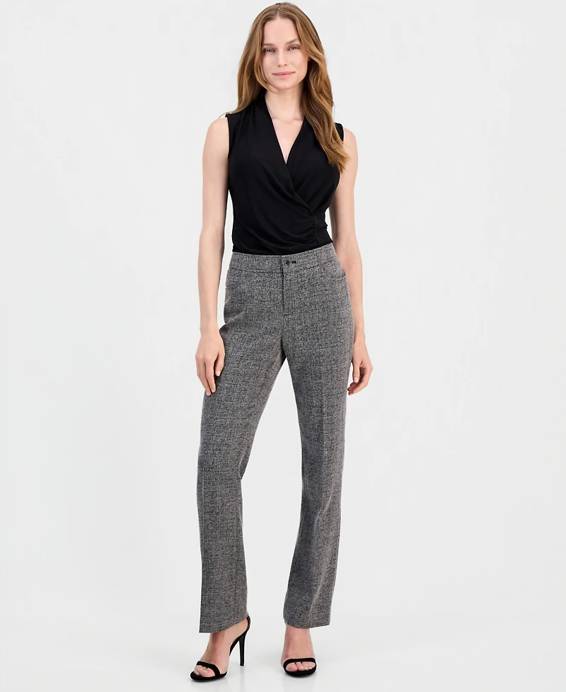 Anne Klein Women's Mid Rise Fly-Front Bootcut Pants