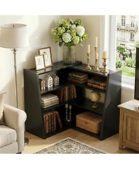 Aheaplus 3-4 Tier Expandable Ladder Shelf, Corner Bookshelf for Small Spaces