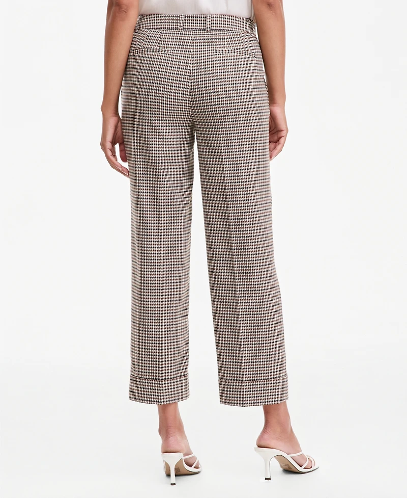 Anne Klein Petite Grace Plaid Ankle Mid-Rise Pants